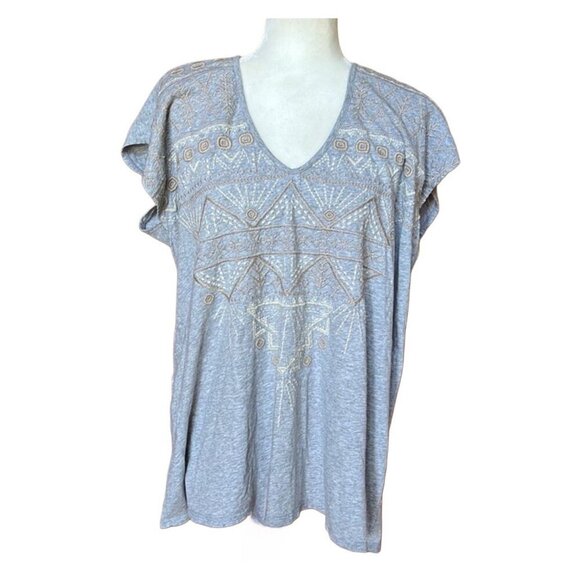 Johnny Was Blue Shirt w/ Embroidered Design Boho Bohemian, Size 1X - Picture 1 of 5